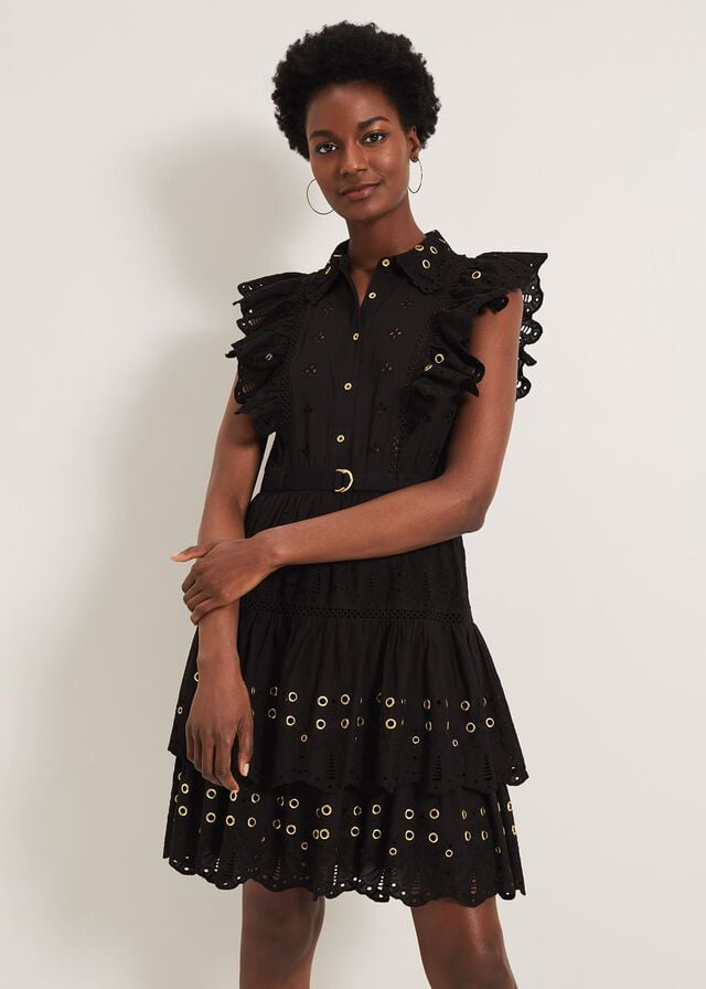 Black Phase Eight Ana Ruffle Dress | 9463PGOBF