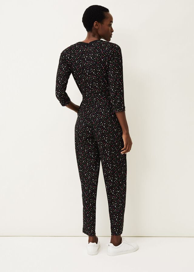 Black Phase Eight Anglia Ditsy Print Jumpsuit | 7145BTCEP