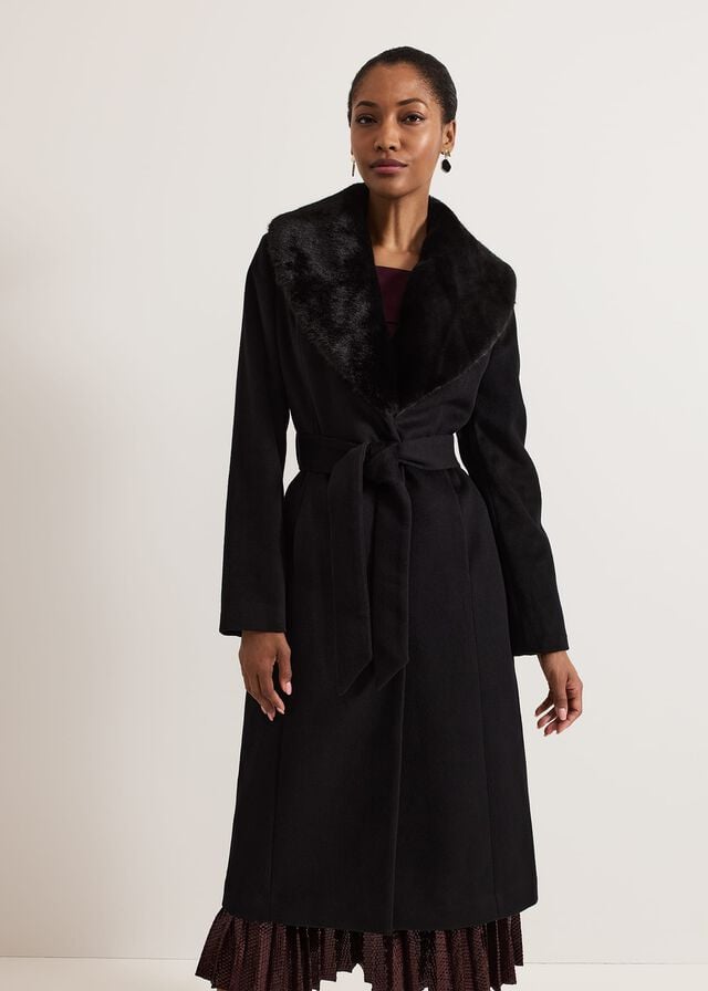 Black Phase Eight Anouk Fur Collar Event Coats | 3598HWKFU