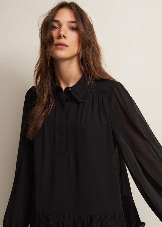 Black Phase Eight April Ruffle Shirts | 8319ICYVB