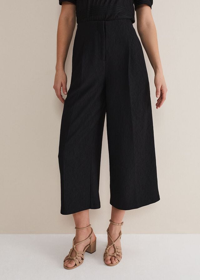 Black Phase Eight Audrea Wide Leg Culottes Trousers | 5714GSYUF