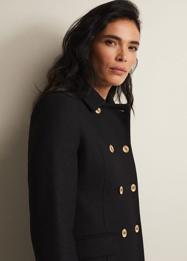 Black Phase Eight Aurelie Wool Smart Coats | 4307AMCSR