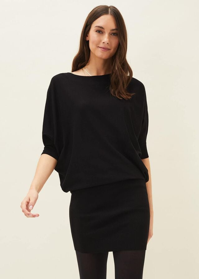 Black Phase Eight Becca Batwingted Knitwear | 7961VRPIK