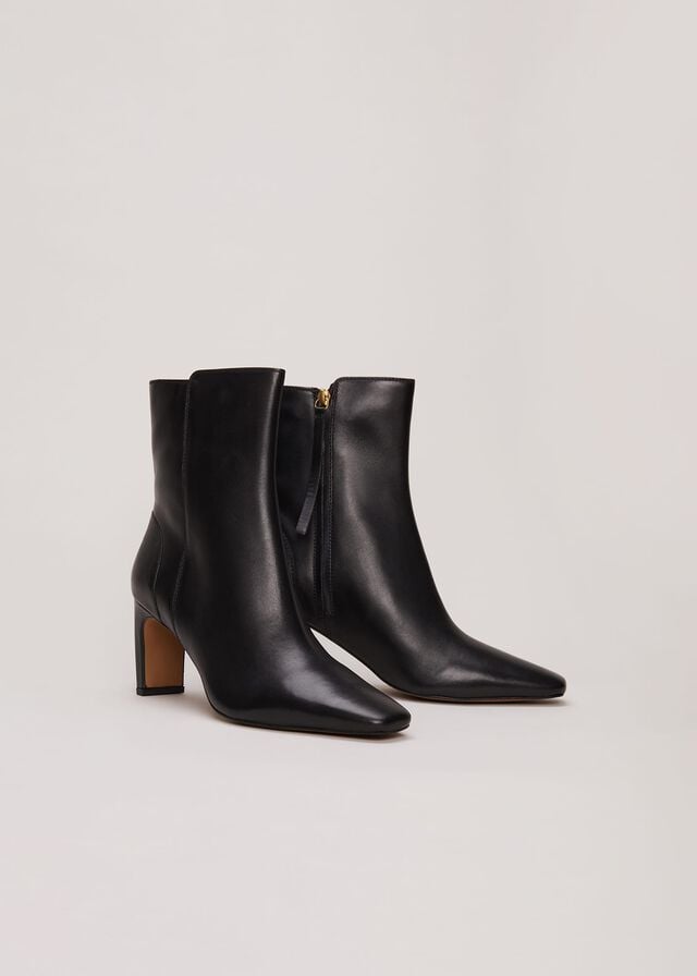 Black Phase Eight Black Leather Boots | 8527MPZCK