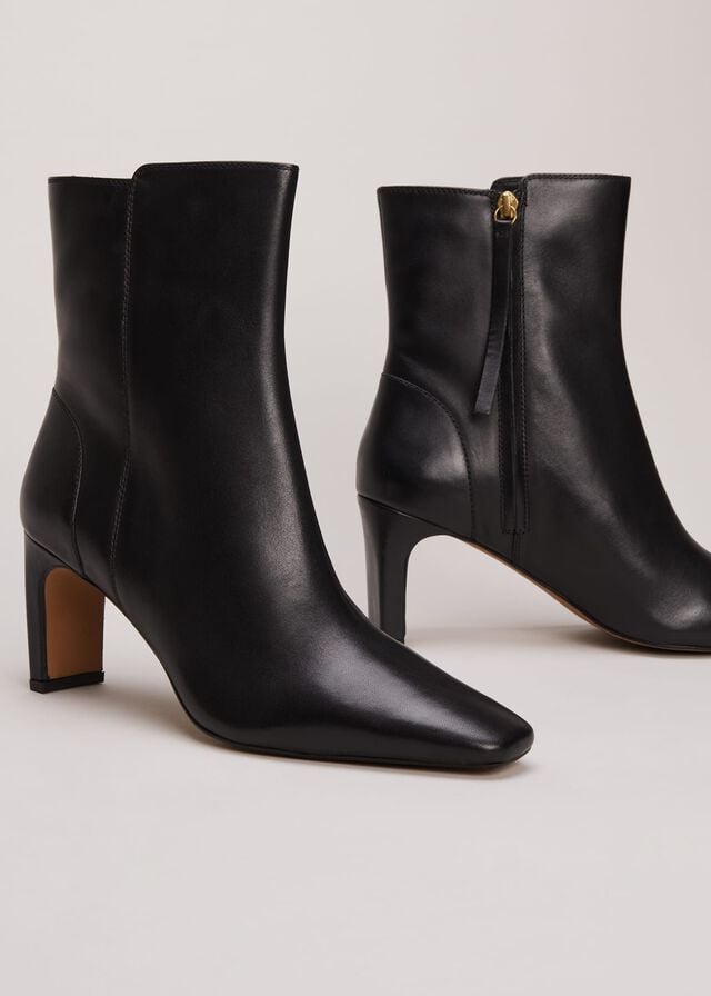 Black Phase Eight Black Leather Boots | 8527MPZCK