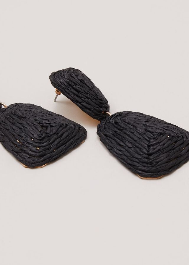 Black Phase Eight Black Raffia Square Drop Jewellery | 0351NWSID