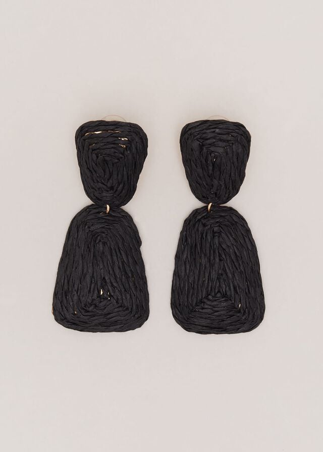 Black Phase Eight Black Raffia Square Drop Jewellery | 0351NWSID