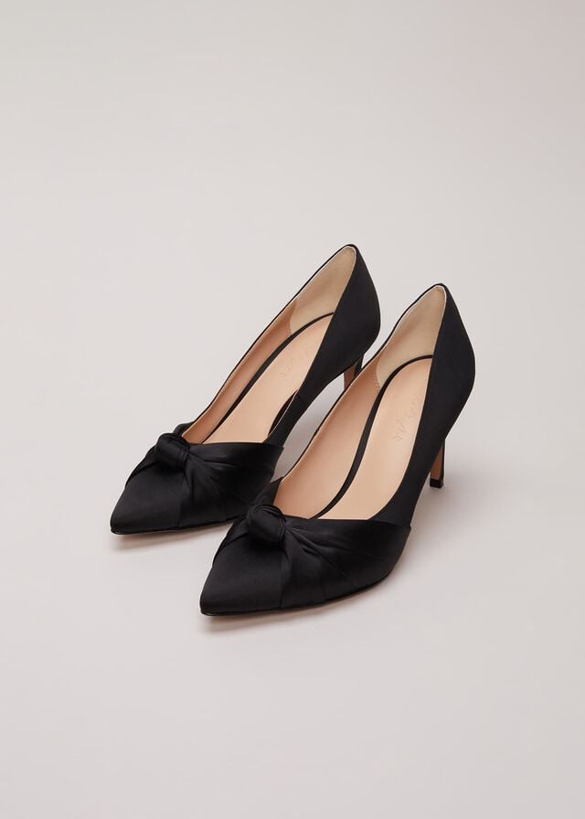 Black Phase Eight Black Satin Court Heels | 3974EHTSY