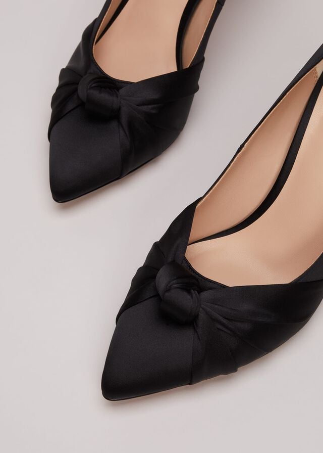 Black Phase Eight Black Satin Court Heels | 3974EHTSY