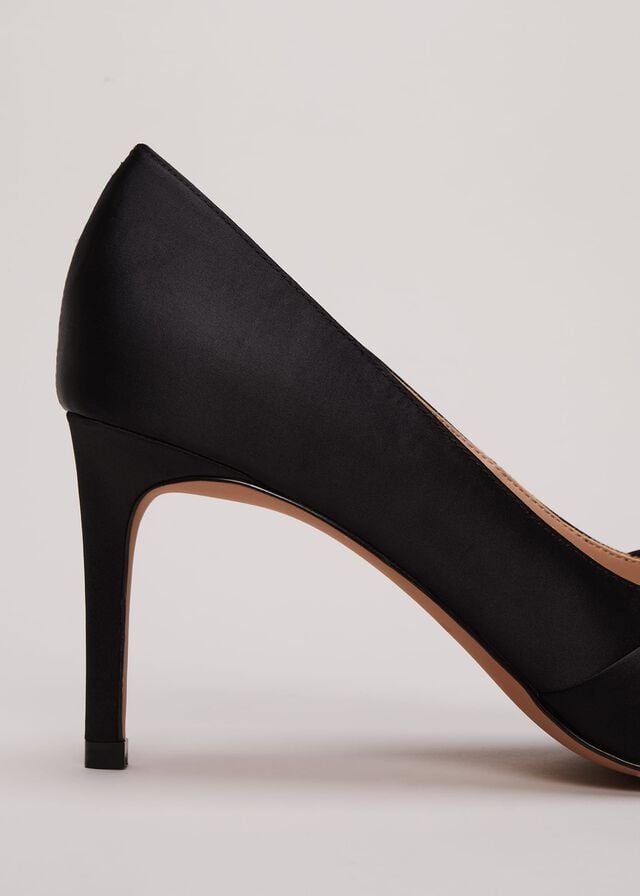 Black Phase Eight Black Satin Court Heels | 3974EHTSY