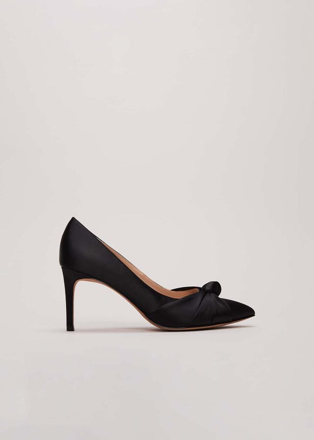 Black Phase Eight Black Satin Court Heels | 3974EHTSY