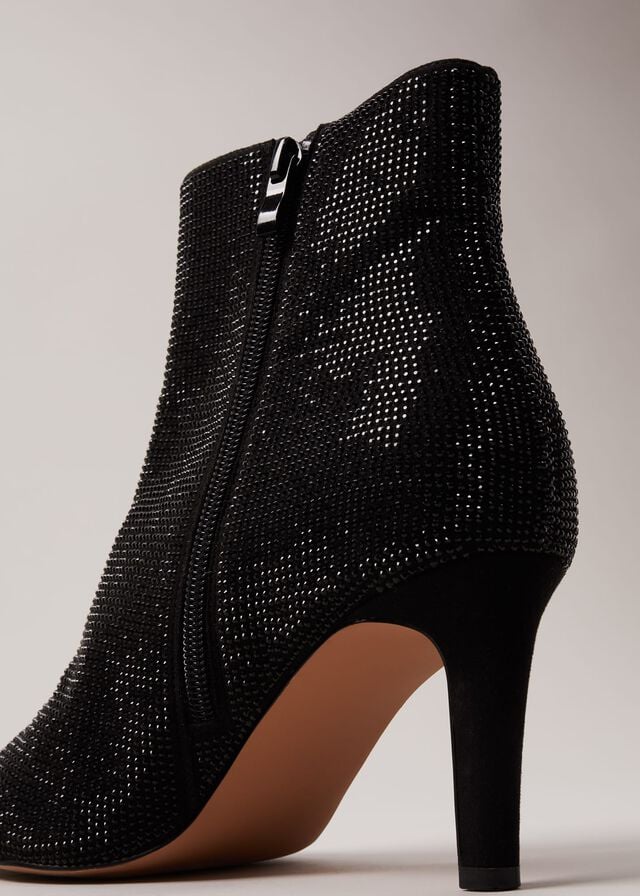 Black Phase Eight Black Sparkly Boots | 6180JRZYQ