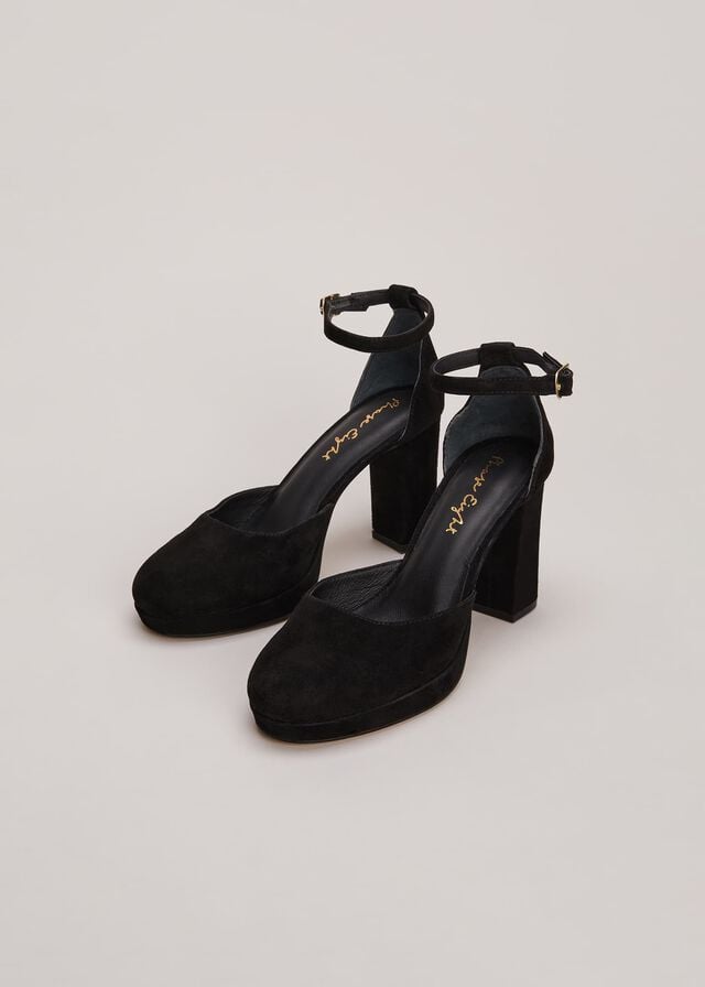 Black Phase Eight Black Suede Platform Heels | 3649AEMZU