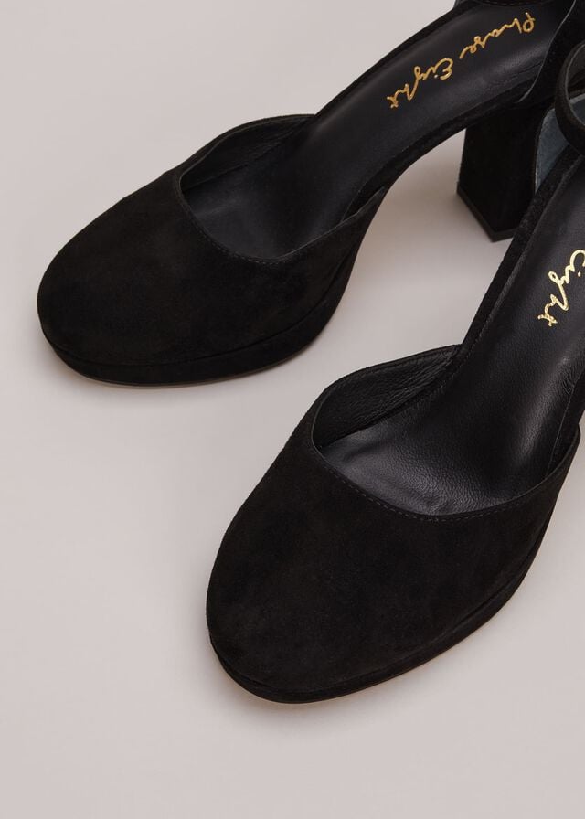 Black Phase Eight Black Suede Platform Heels | 3649AEMZU