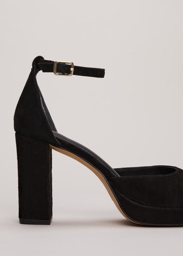 Black Phase Eight Black Suede Platform Heels | 3649AEMZU