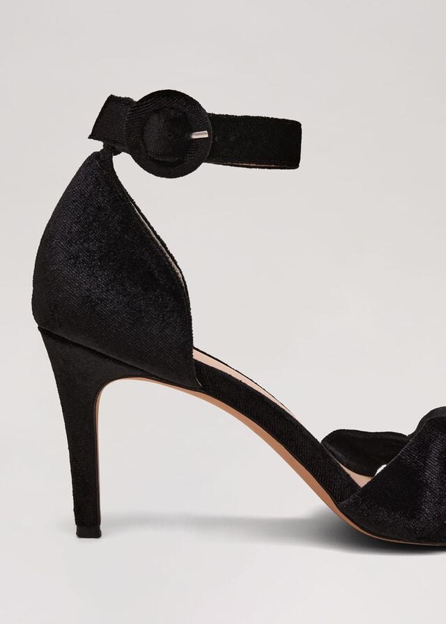 Black Phase Eight Black Velvet Plaited Strappy Heels | 1934DWSXM