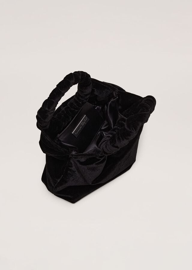 Black Phase Eight Black Velvet Twist Handle Grab Bags | 7219EWKDI