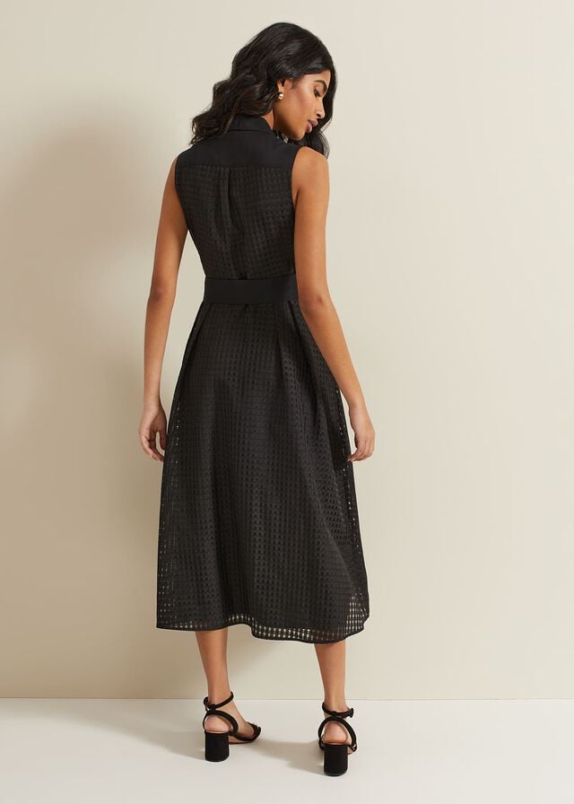 Black Phase Eight Carey Sleeveless Check Dress | 6174TOBKV