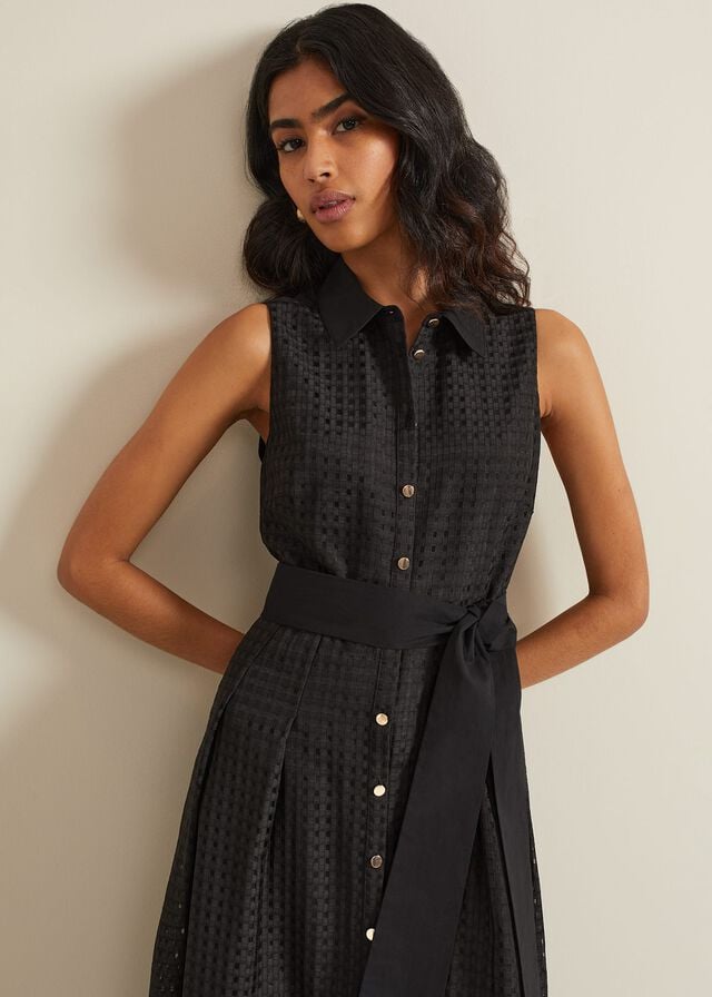 Black Phase Eight Carey Sleeveless Check Dress | 6174TOBKV