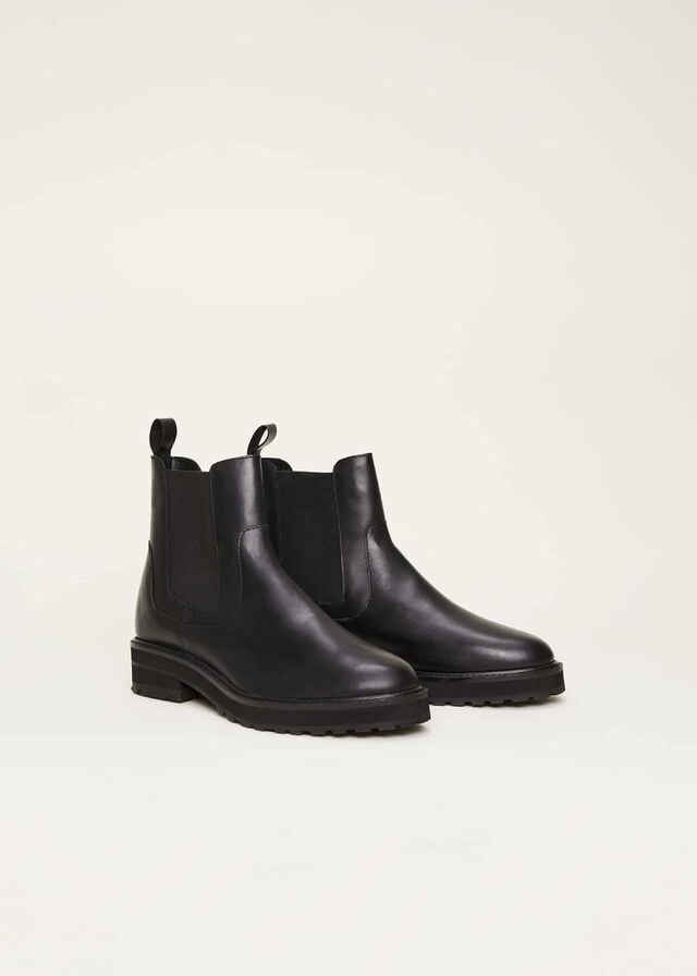 Black Phase Eight Casual Leather Pull On Boots | 2479OAETX