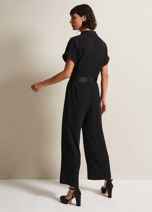 Black Phase Eight Constance Wide Leg Jumpsuit | 7038OGANH