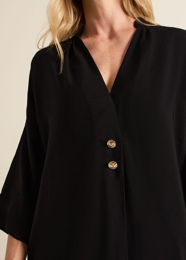 Black Phase Eight Cynthia Button Detail Shirts | 7809UWDNQ