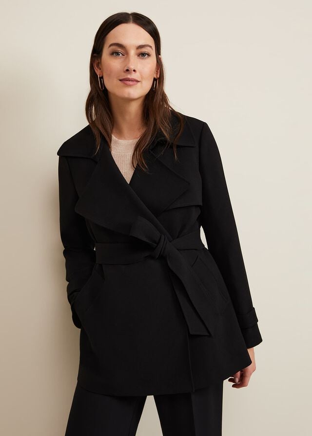 Black Phase Eight Demi Belted Coats | 6530KUDEO