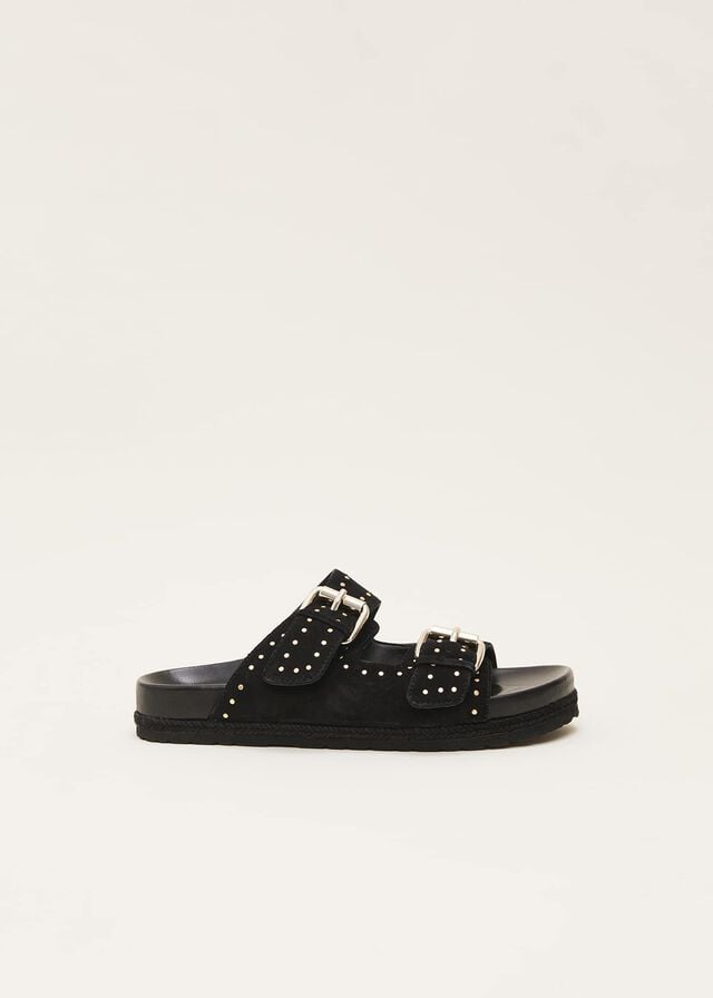 Black Phase Eight Double Buckle Flats | 5698PXNEZ