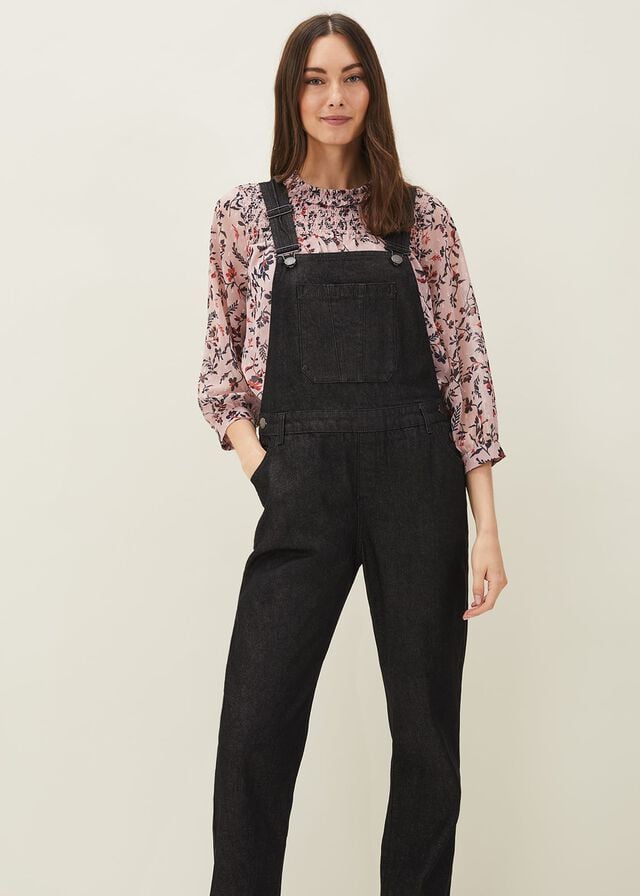 Black Phase Eight Effie Denim Dungarees Jeans | 8216UWZJF