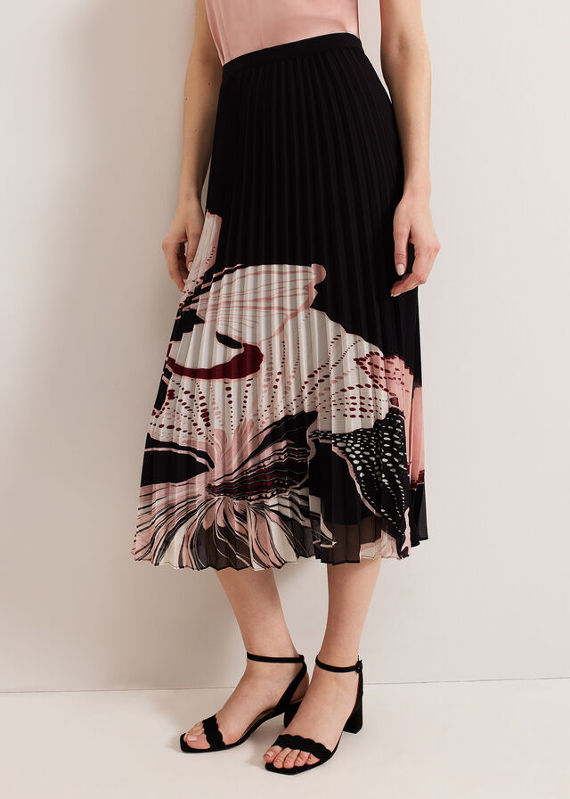 Black Phase Eight Elmina Floral Skirts | 3056OQBEF