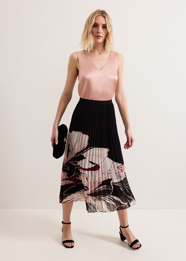 Black Phase Eight Elmina Floral Skirts | 3056OQBEF