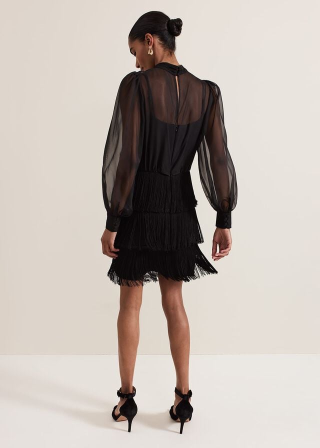 Black Phase Eight Felicity Fringe Dress | 6705HGUZI