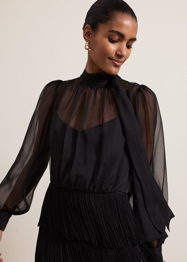 Black Phase Eight Felicity Fringe Dress | 6705HGUZI