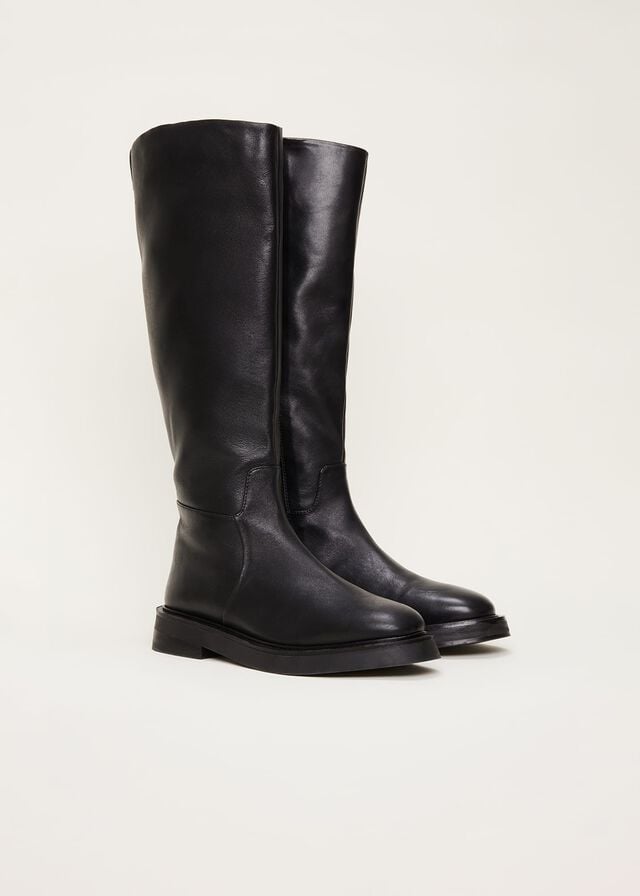 Black Phase Eight Flat Knee High Boots | 8407AOUMW