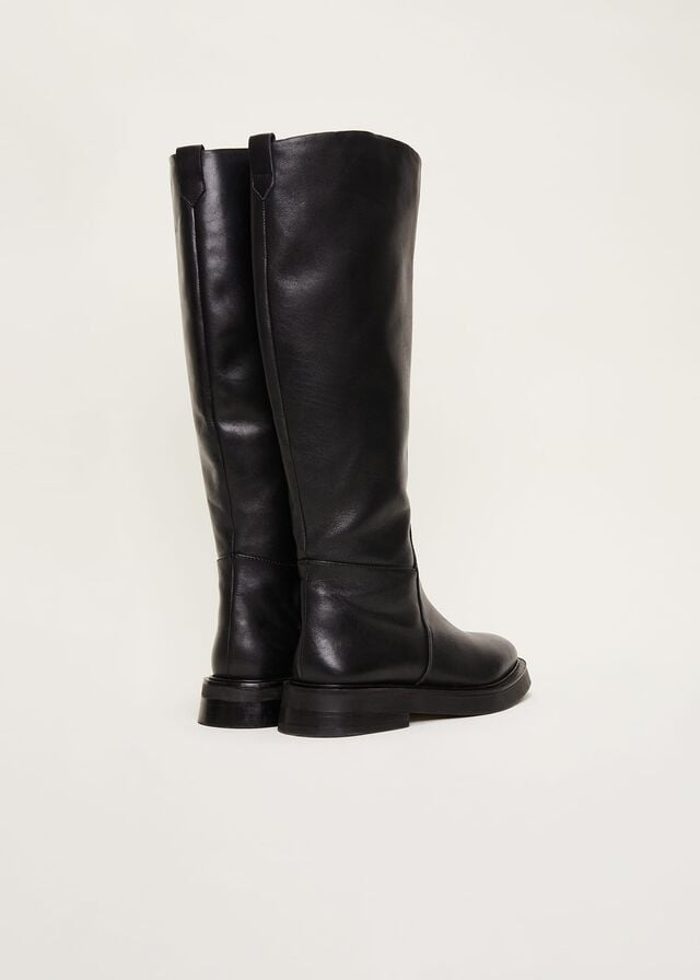 Black Phase Eight Flat Knee High Boots | 8407AOUMW