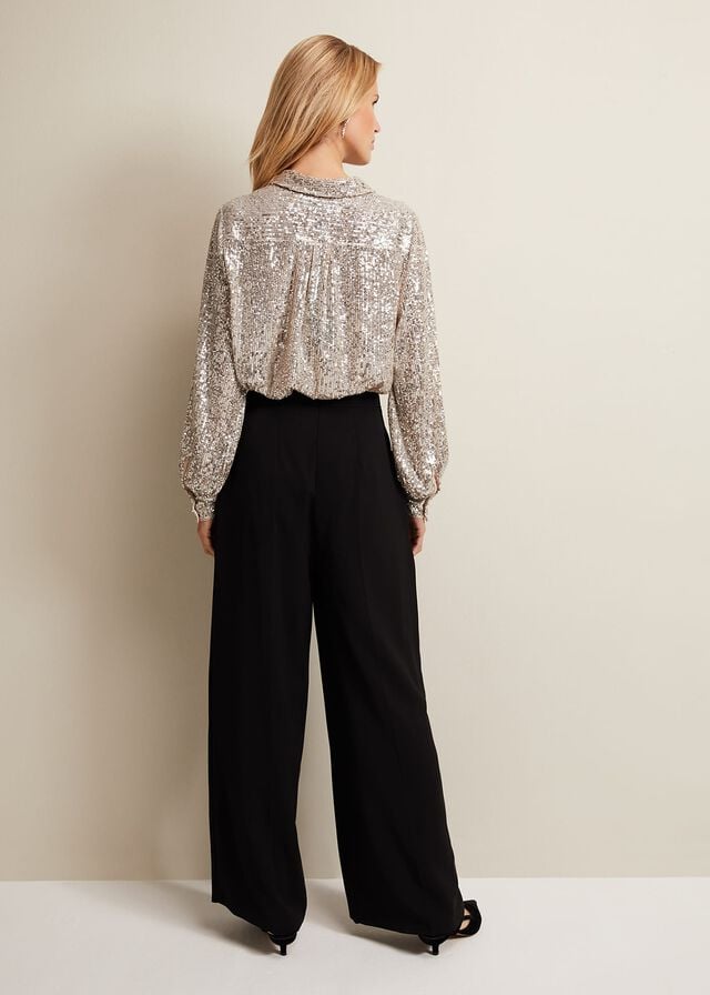 Black Phase Eight Florentine Wide Legs Trousers | 2840AKYXU