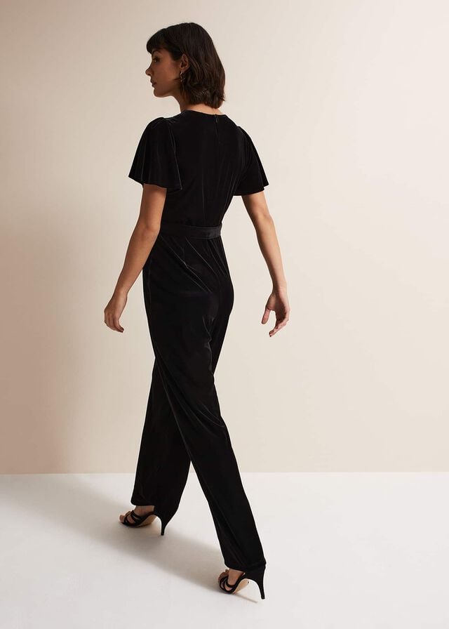 Black Phase Eight Holly Velvet Jumpsuit | 4175NIYTP