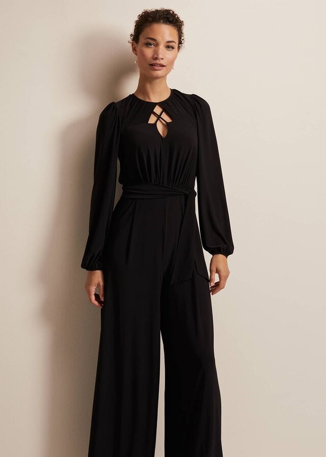 Black Phase Eight Janece Wide Leg Jumpsuit | 1208CRYEQ