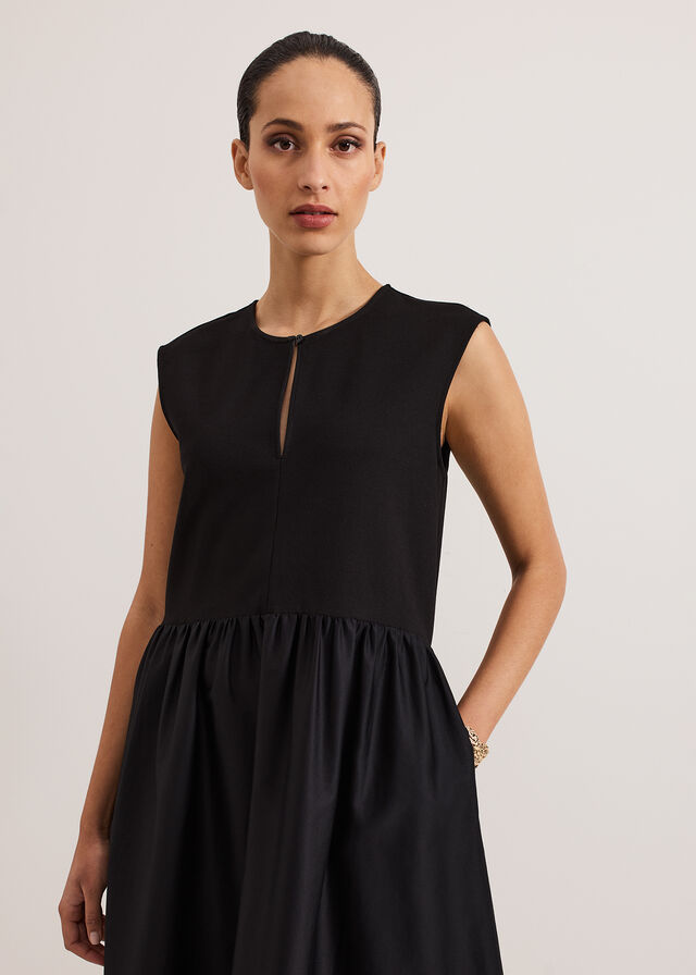 Black Phase Eight Jenny Mix Woven Dres Dress | 3678EZMJR