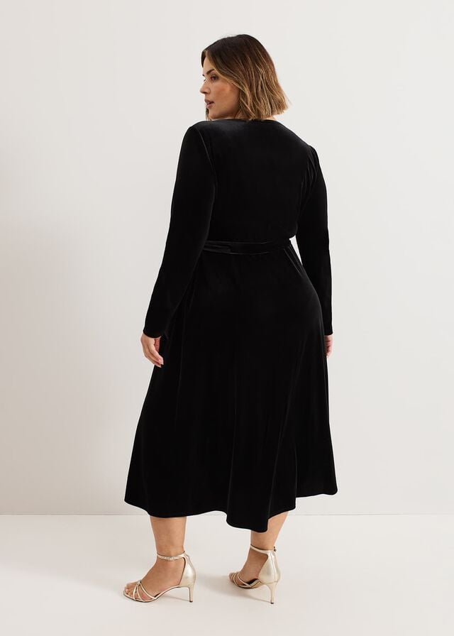 Black Phase Eight Julia Velvet Wrap Dress | 3564BZWOU