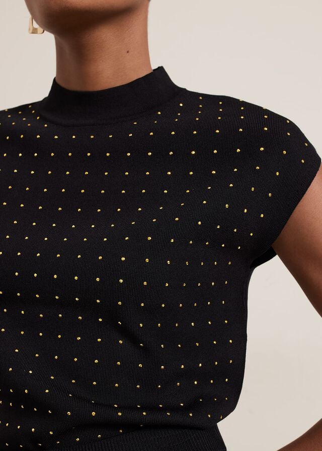 Black Phase Eight Kendall Stud Knitwear | 3689QBMYG