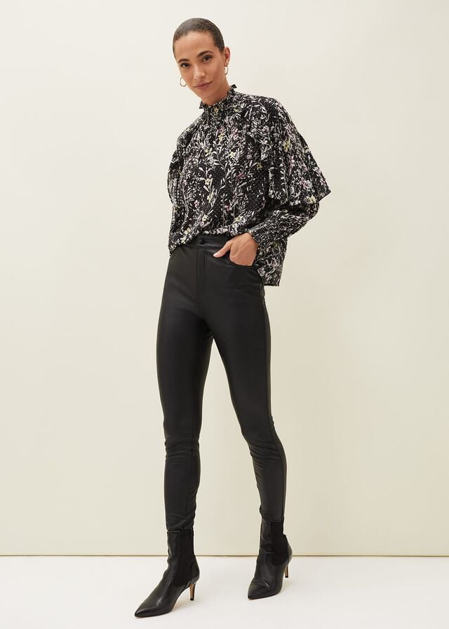 Black Phase Eight Kristina Faux Leather Skinny Jeans | 4962IGYQB