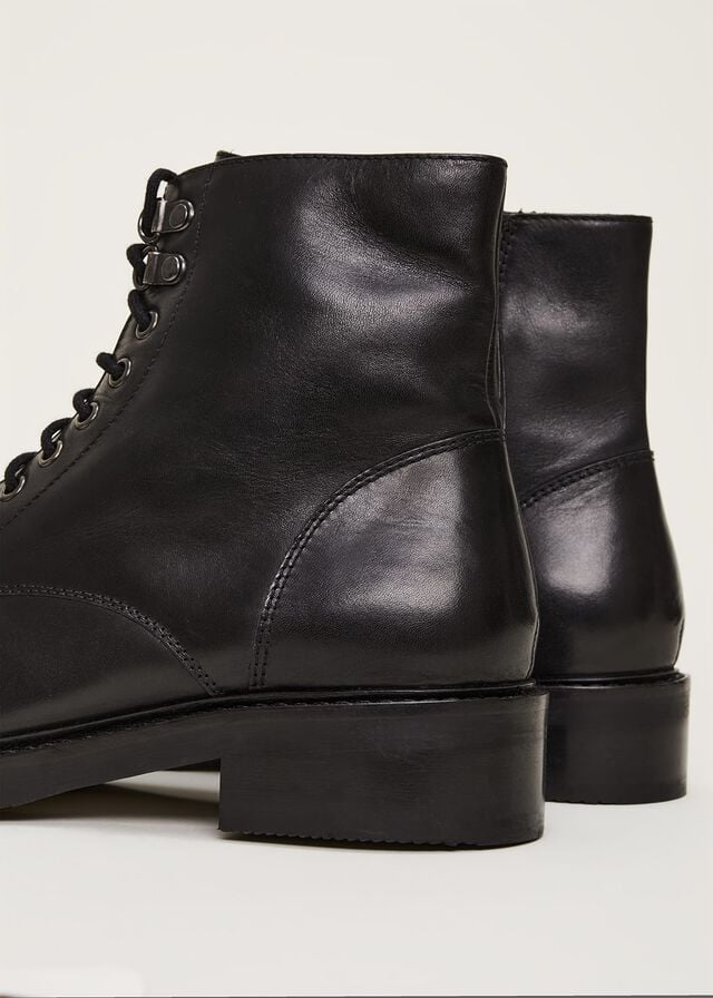 Black Phase Eight Lace Up Leather Boots | 7426YADLF