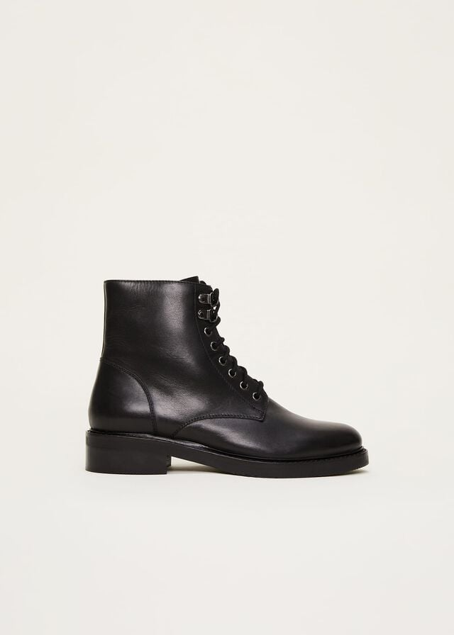 Black Phase Eight Lace Up Leather Boots | 7426YADLF