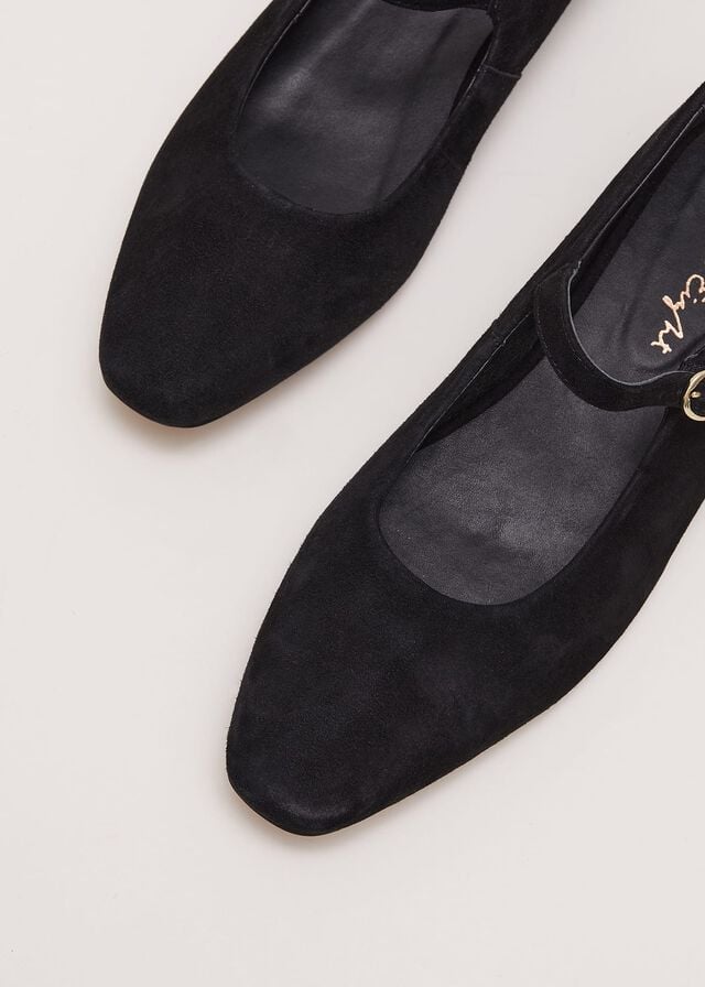 Black Phase Eight Leather Square Toe Mary Jane Flats | 1752AJLHI