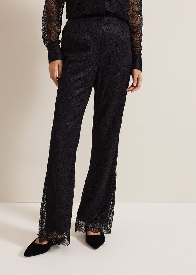 Black Phase Eight Livana Lace Trousers | 8053ZILPY