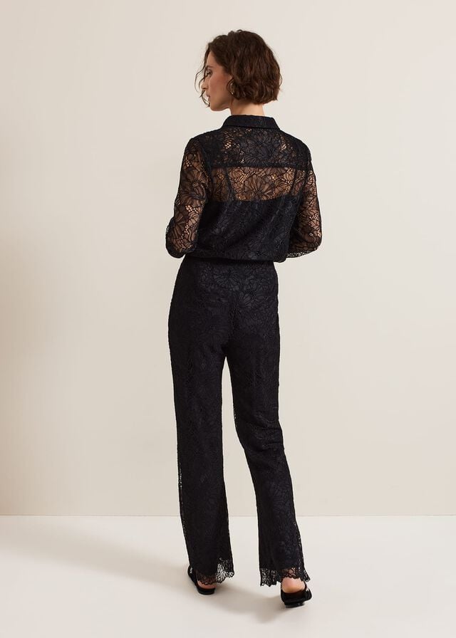 Black Phase Eight Livana Lace Trousers | 8053ZILPY