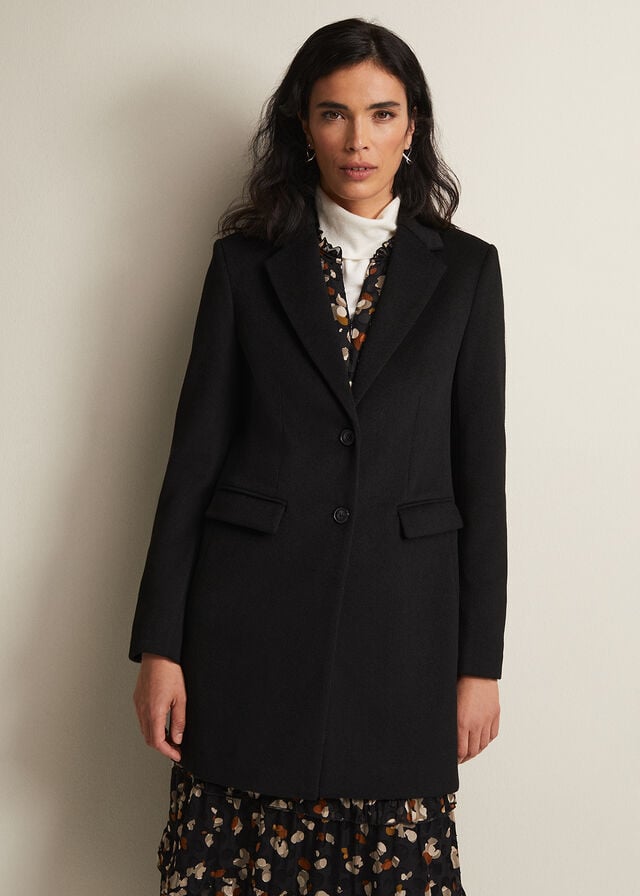 Black Phase Eight Lydia Wool Smart Coats | 5023BLDGC