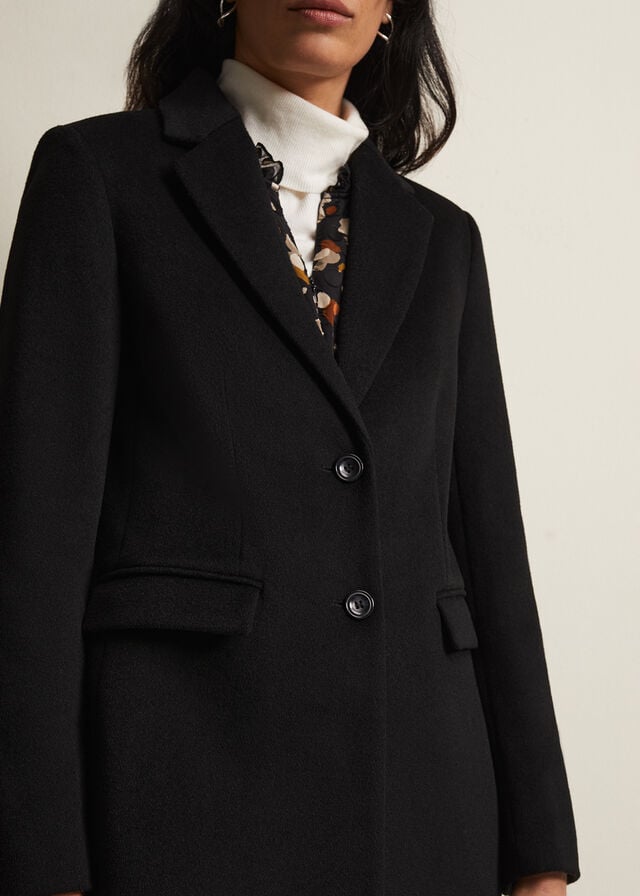 Black Phase Eight Lydia Wool Smart Coats | 5023BLDGC