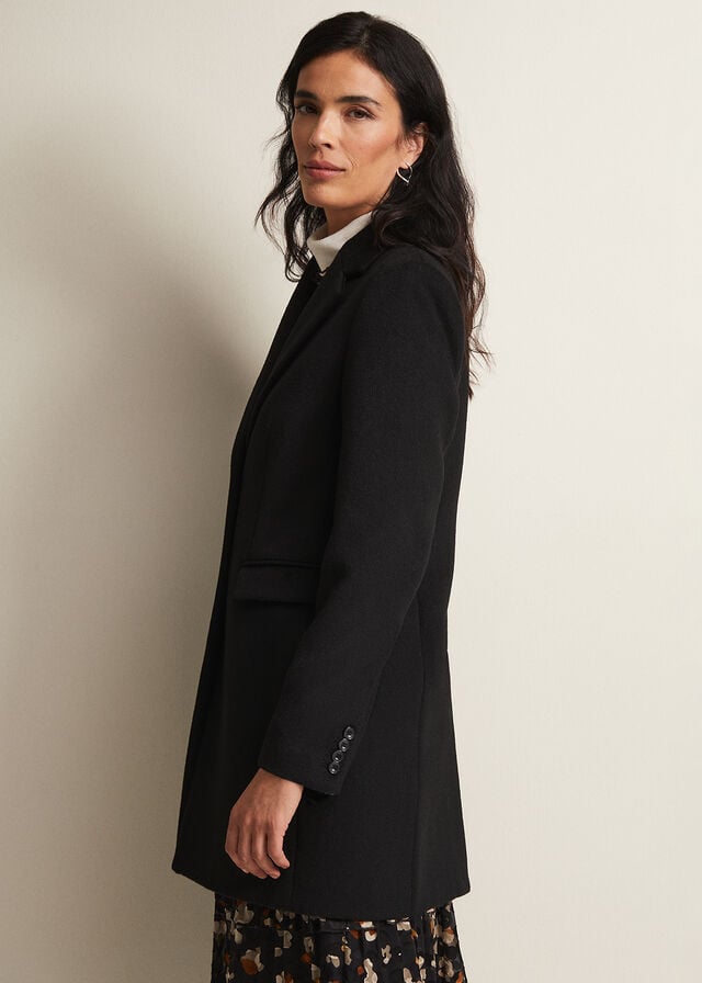 Black Phase Eight Lydia Wool Smart Coats | 5023BLDGC